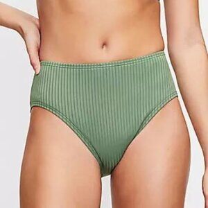 Ann Taylor LOFT Beach - Ribbed High Waist Bikini Bottom - Vintage Sage - Size L